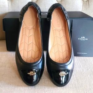 Coach Bonnie Black Leather Cap Toe Ballet Flats Women’s 9 FG2541